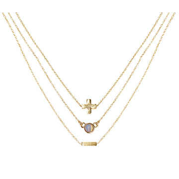 Charged 16" Necklace Set in 18K Gold Plated over Brass