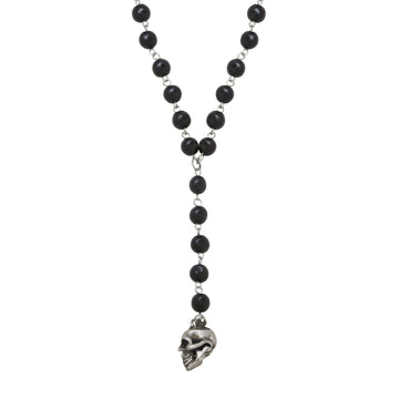 Mr. Ettika Onyx Beaded Neck with Skull Pendant in Metal