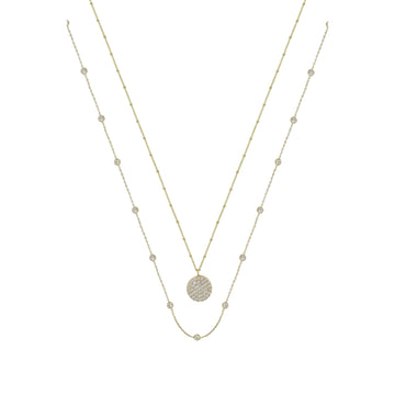 Ettika Crystal Disc Layered Necklace Set in 18K Gold Plated over Metal