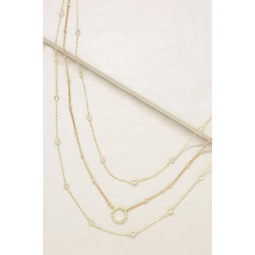 Ettika Monroe Crystal Strand Layered Necklace in 18K Gold Plated over Brass
