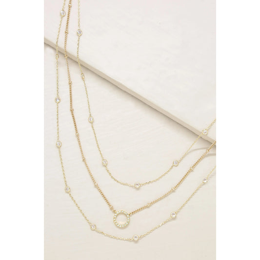 Ettika Monroe Crystal Strand Layered 18k Gold Plated Necklace