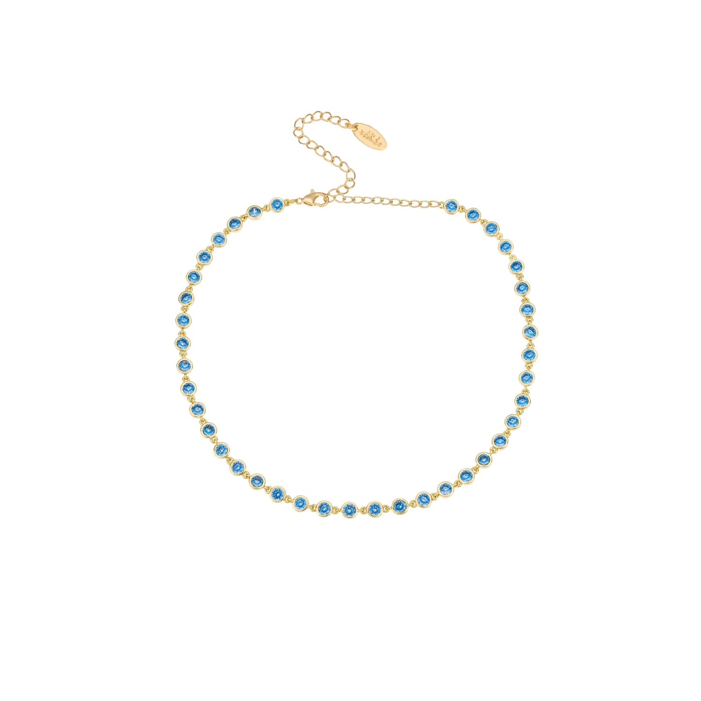 Ettika Aqua Crystal Disc 18k Gold Plated Link Necklace