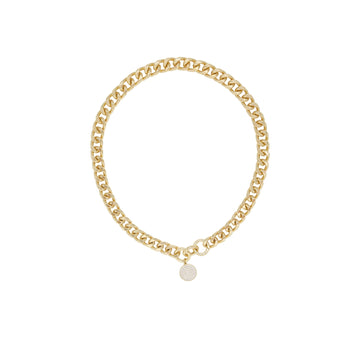 Ettika Crystal Disc Charm Chain Necklace in 18K Gold Plated over Brass