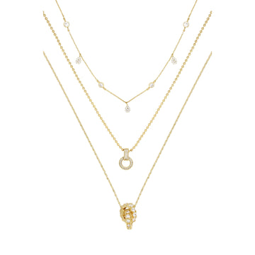 Ettika Dainty Crystal Trio Necklace Set in 18K Gold Plated over Metal