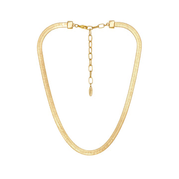 Ettika 15.5" Brooklyn Flat Necklace in 18K Gold Plated Over Brass and Steel