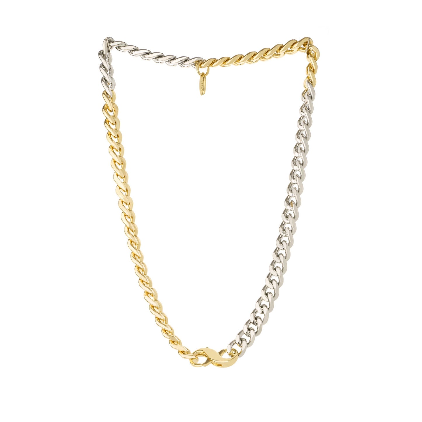 Ettika 17" Mixed Metal Chain Link Necklace in 18k Gold and Rhodium Over Steel