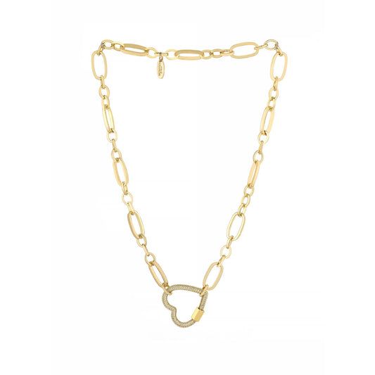 Ettika 16" Open Heart Lock Necklace in 18k Gold Plate Over Brass and Steel