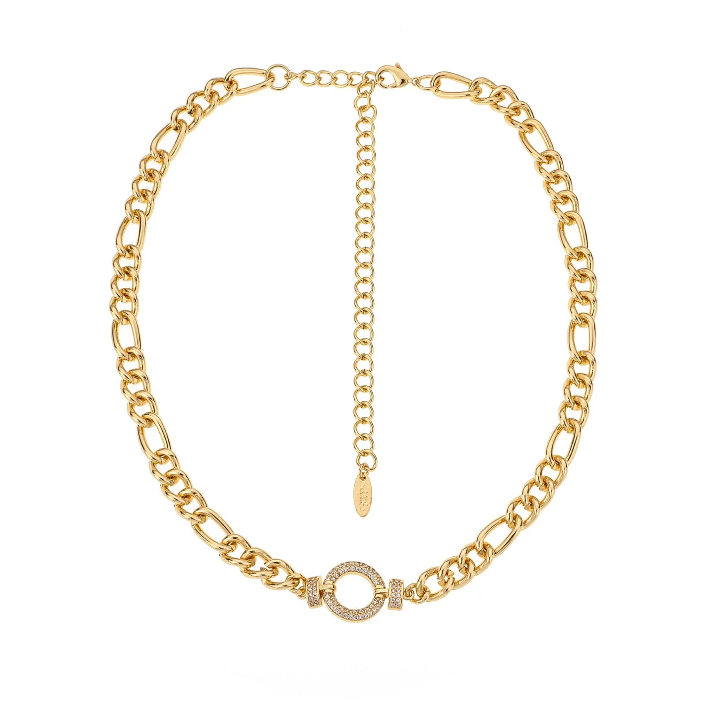 Collar de círculo de cristal de eternidad de 15,5" de Ettika en baño de oro de 18 k sobre latón y acero