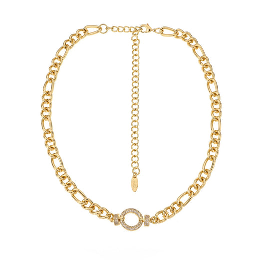 Collar de círculo de cristal de eternidad de 15,5" de Ettika en baño de oro de 18 k sobre latón y acero