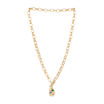 Ettika 18" Rainbow Crystal Nugget Toggle Necklace in 18K Gold Plated over Metal