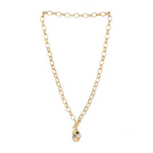 Ettika 18" Rainbow Crystal Nugget 18k Gold Plated Toggle Necklace