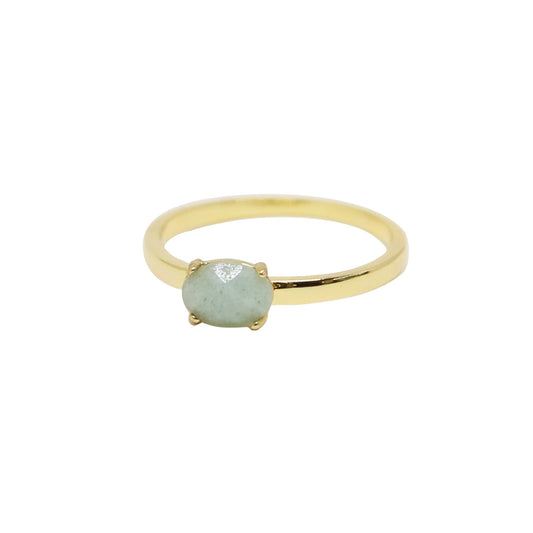 Charged Women's Amazonite & Gold-Tone Stacking Stone Ring