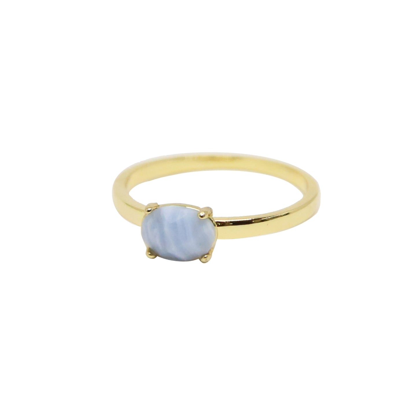 Charged Women's Blue Agate & Gold-Tone Stacking Stone Ring