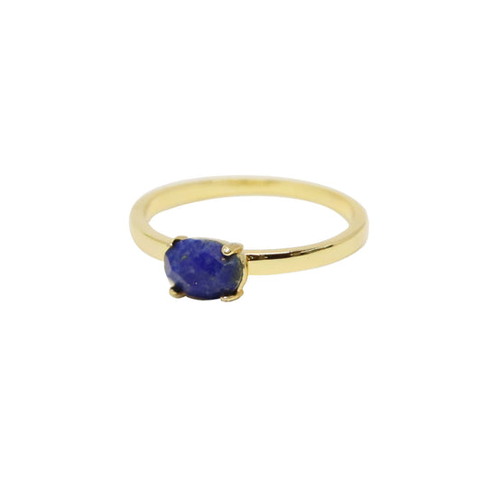 Charged Women's Lapis & Gold-Tone Stacking Stone Ring