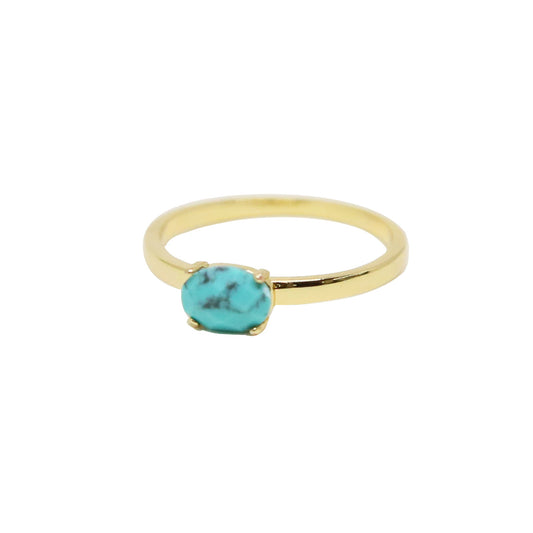 Charged Women's Turquoise & Gold-Tone Stacking Stone Ring