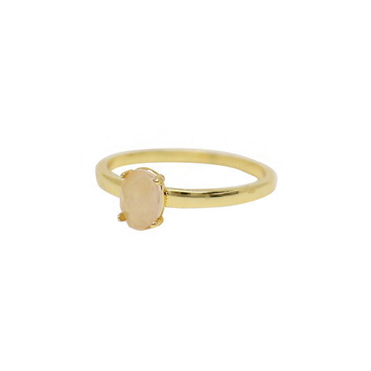 Anillo de cuarzo rosa y piedra apilable en tono dorado para mujer de Charged