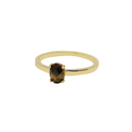 Charged Women's Tiger's Eye & Gold-Tone Stacking Stone Ring