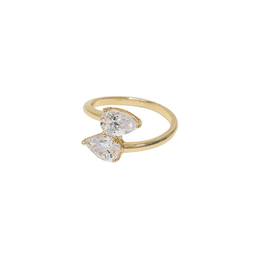 Ettika Women's Crystal Teardrop Wrap Ring in Gold-Tone Metal
