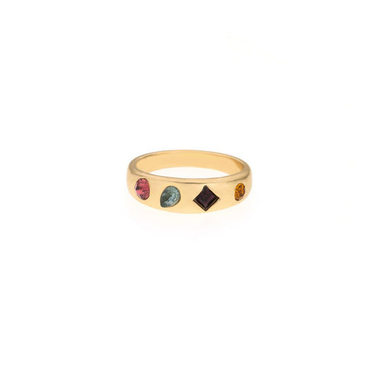 Ettika Women's Gold-Tone Lively Rainbow Crystal Ring