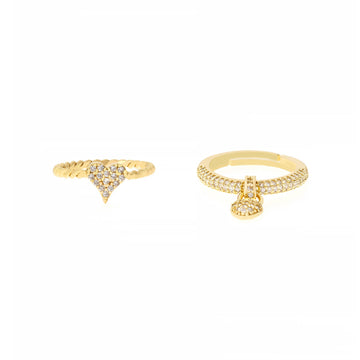 Ettika Women's Love Locked Ring in Gold-Tone Metal (Set of 2)