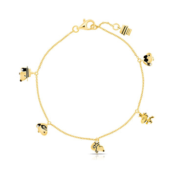 Crislu Peanuts Women's 0.1 ct. Cubic Zirconia Snoopy & Woodstock Charm Bracelet in 925 Sterling Silver