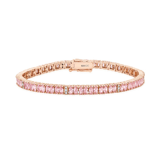 Crislu - Hues Rosefold Pink 7" Tennis Bracelet - 18k Rose Gold