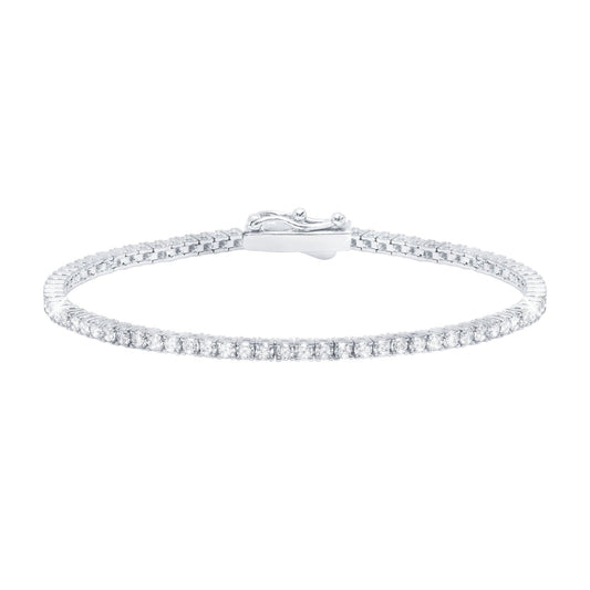 Crislu Women's 2.4 ct. Cubic Zirconia Classic Small Brilliant Tennis Bracelet in Platinum-Plating over Sterling Silver - Size 6.5