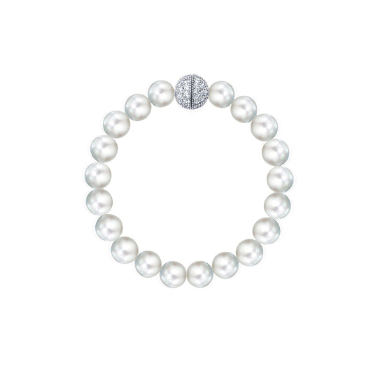 Crislu - 8MM Shell Pearl White 7" Bracelet