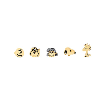 Crislu Peanuts Women's 0.2 ct. Cubic Zirconia Snoopy & The Gang Stud Earrings Set in 925 Sterling Silver