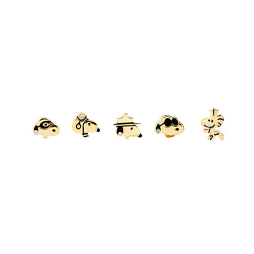 Crislu Peanuts Women's 0.2 ct. Cubic Zirconia Snoopy & Woodstock Stud Earrings in 925 Sterling Silver