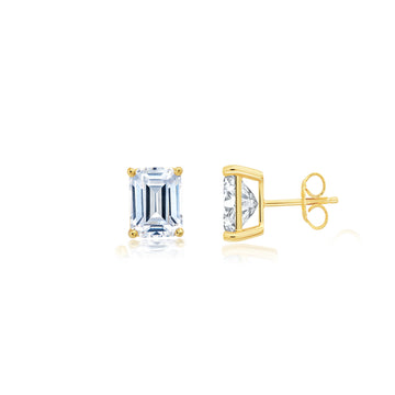 Crislu Women's 3.5 ct. Cubic Zirconia Large Emerald Cut Solitaire Post Stud Earrings in 925 Sterling Silver