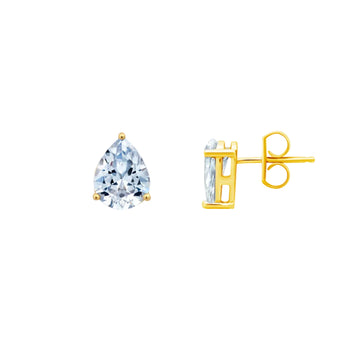 Crislu Solitaire Post Women's 4 ct. Cubic Zirconia Large Pear Cut Stud Earrings in 18K Yellow Gold Plated over 925 Sterling Silver