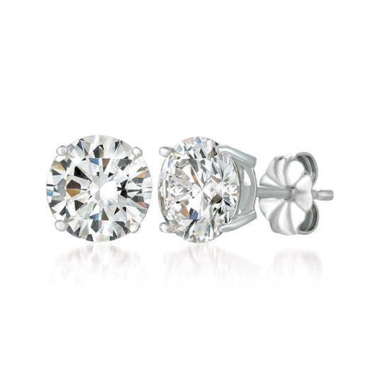 Crislu Solitaire Brilliant Women's 4 ct. Cubic Zirconia Stud Earrings in Pure Platinum Plated 925 Sterling Silver