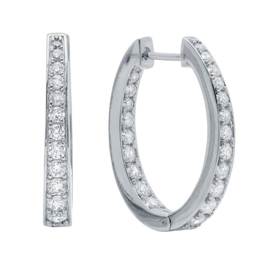 Crislu Women's 1.5 ct. Cubic Zirconia Hinge Hoop Earrings in Pure Platinum Plated 925 Sterling Silver