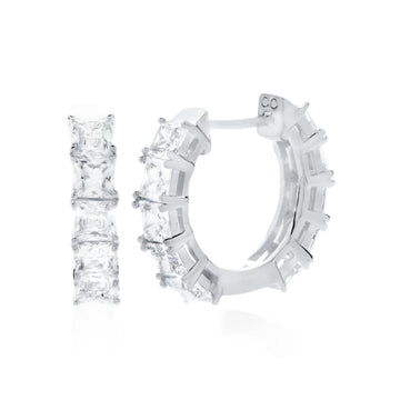 Crislu Princess Women's 3.6 ct. Cubic Zirconia Hoop Earrings in Pure Platinum Plated over 925 Sterling Silver