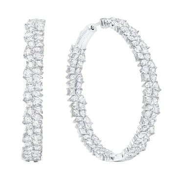 Aros grandes de circonitas cúbicas de 15,95 ct para mujer de Crislu con múltiples racimos en baño de platino sobre plata esterlina