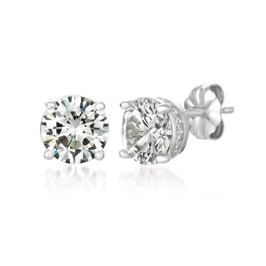 Crislu Royal Women's 3.2 ct. Cubic Zirconia Brilliant Cut Stud Earrings in Pure Platinum Plated 925 Sterling Silver