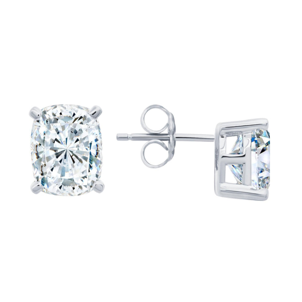 Crislu Radiant Women's 5.3 ct. Cubic Zirconia Cushion Cut Stud Earrings in Pure Platinum Plated 925 Sterling Silver