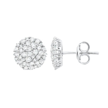 Crislu Round Glisten Women's 0.85 ct. Cubic Zirconia Stud Earrings in Pure Platinum Plated over 925 Sterling Silver
