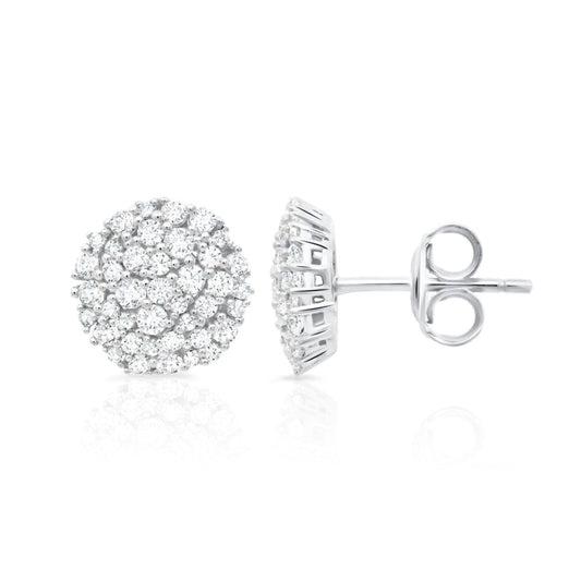 Aros con circonita cúbica de 0,85 ct. para mujer de Crislu Round Glisten en plata de ley 925 bañada en platino puro