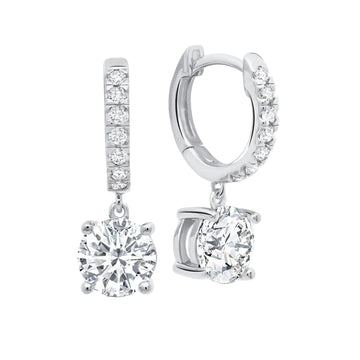 Crislu Round Cut Women's 2.25 ct. Cubic Zirconia Huggie Hoop Earrings in Pure Platinum Plated over 925 Sterling Silver