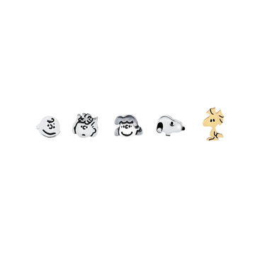 Crislu Peanuts Women's 0.2 ct. Cubic Zirconia Snoopy & The Gang Stud Earrings Set in 925 Sterling Silver