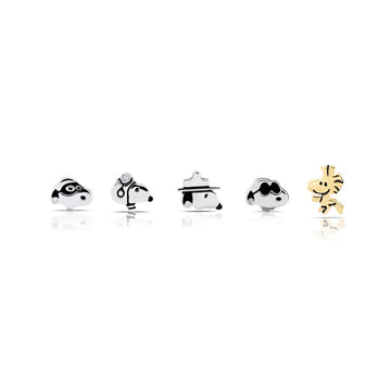 Crislu Peanuts Women's 0.2 ct. Cubic Zirconia Snoopy & Woodstock Stud Earrings in 925 Sterling Silver
