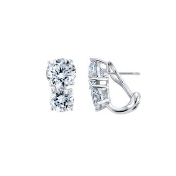 Aros con pasador de dos piedras y circonita cúbica de 6 ct para mujer de Crislu en plata de ley 925 bañada en platino puro