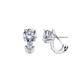 Aros tipo botón con circonita cúbica de 4,2 ct para mujer de Crislu en plata de ley 925 bañada en platino puro