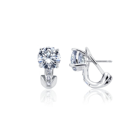 Crislu Women's 4.2 ct. Cubic Zirconia Post Stud Earrings in Pure Platinum Plated 925 Sterling Silver