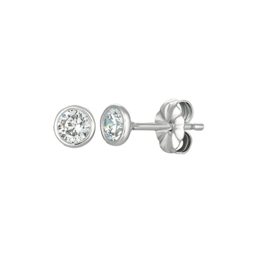 Crislu Solitaire Bezel Women's 4 ct. Cubic Zirconia Stud Earrings in Pure Platinum Plated over 925 Sterling Silver