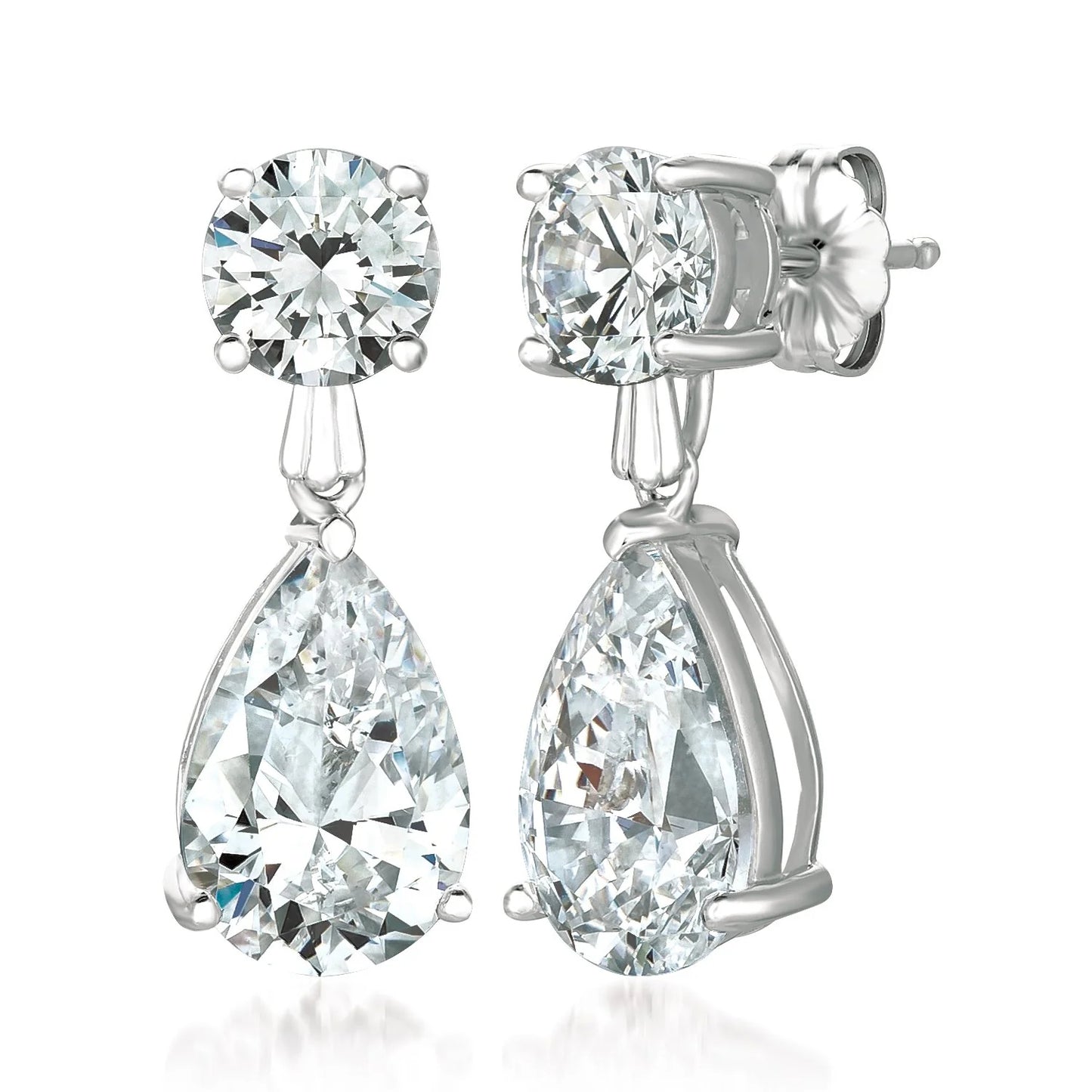 Crislu Women's 3 ct. Cubic Zirconia Classic Pear Drop Stud Earrings in Pure Platinum Plated 925 Sterling Silver