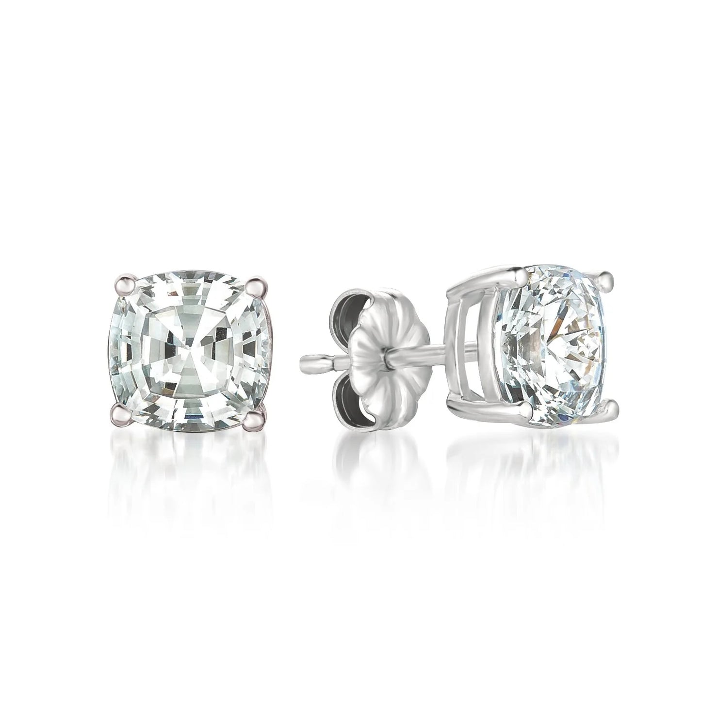 Pendientes de botón de circonita cúbica de 4 ct para mujer de Crislu Solitaire Asscher en plata de ley 925 bañada en platino puro