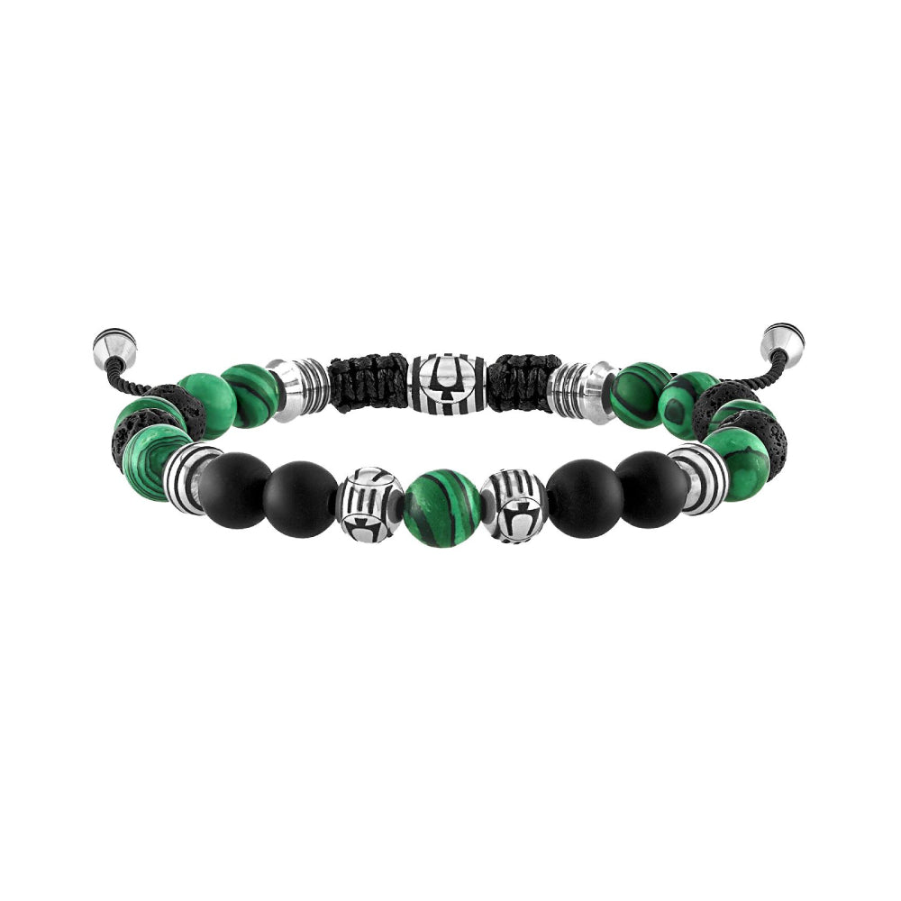 Pulsera clásica de cuentas de malaquita para hombre de Bulova